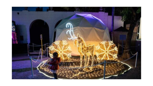 Una nena al nou espectacle nadalenc ‘El Jardí dels Somnis’ al parc de la Torre Lluc. Foto: Òscar Gil Coy