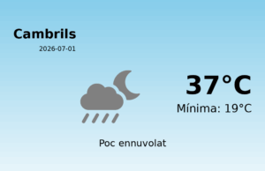 AEMET: El temps per a Cambrils – 1 de Juliol de 2026